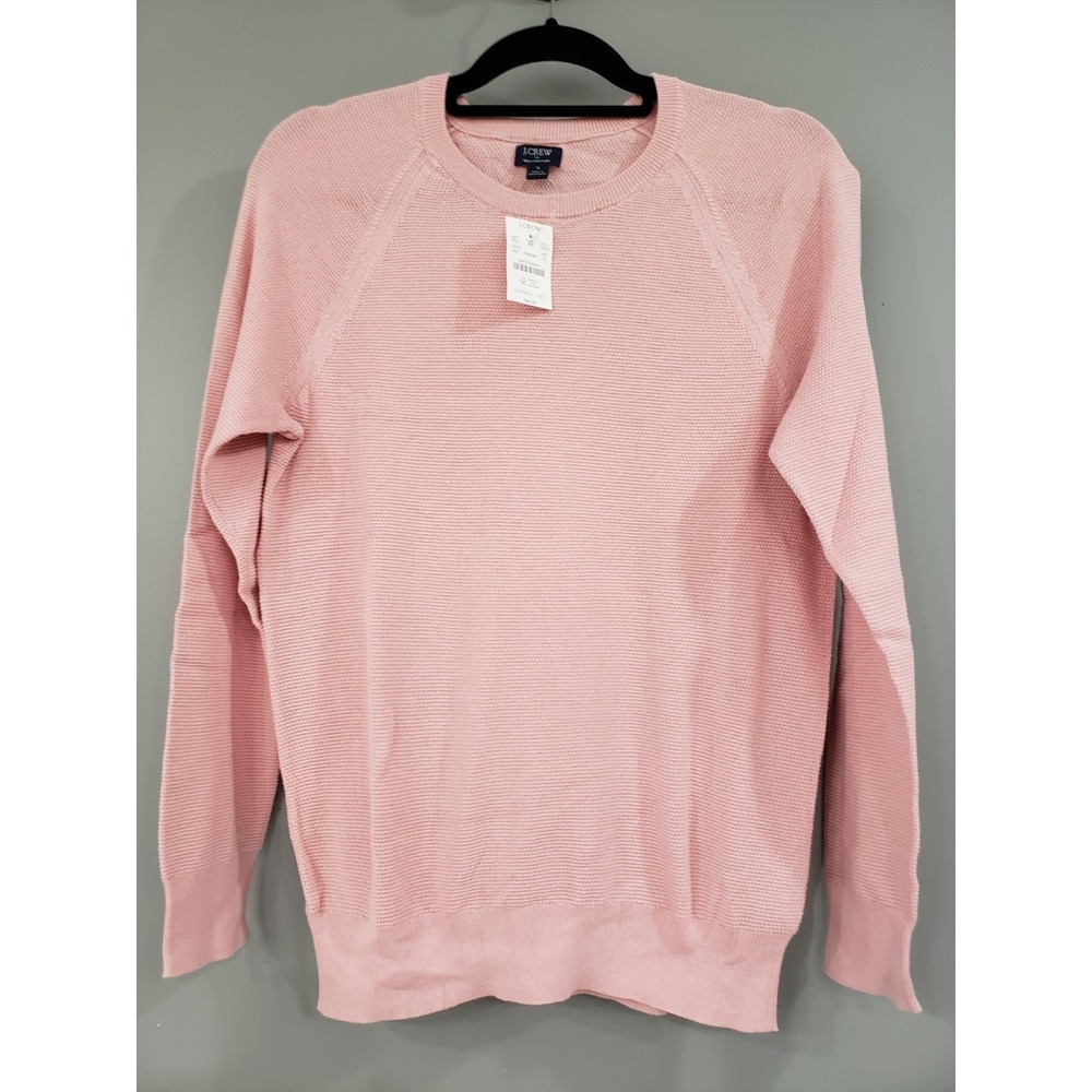 NEW LIGHTWEGIHT J Crew Mens PINK Waffle Knit Crewneck Sweater BABY SHOWER